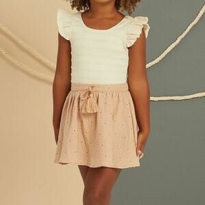 Rylee + Cru‎ Cream Natural Ruffle Ribbed Bodysuit 2-3 Y